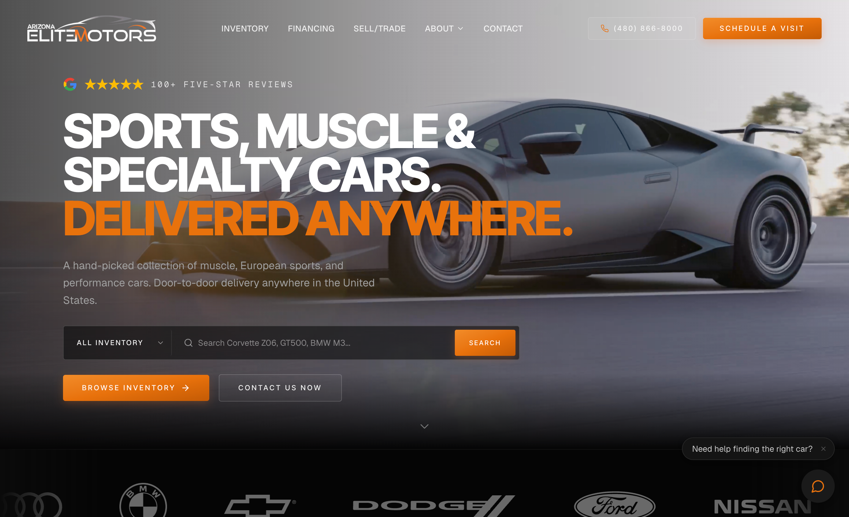 Arizona Elite Motors website homepage