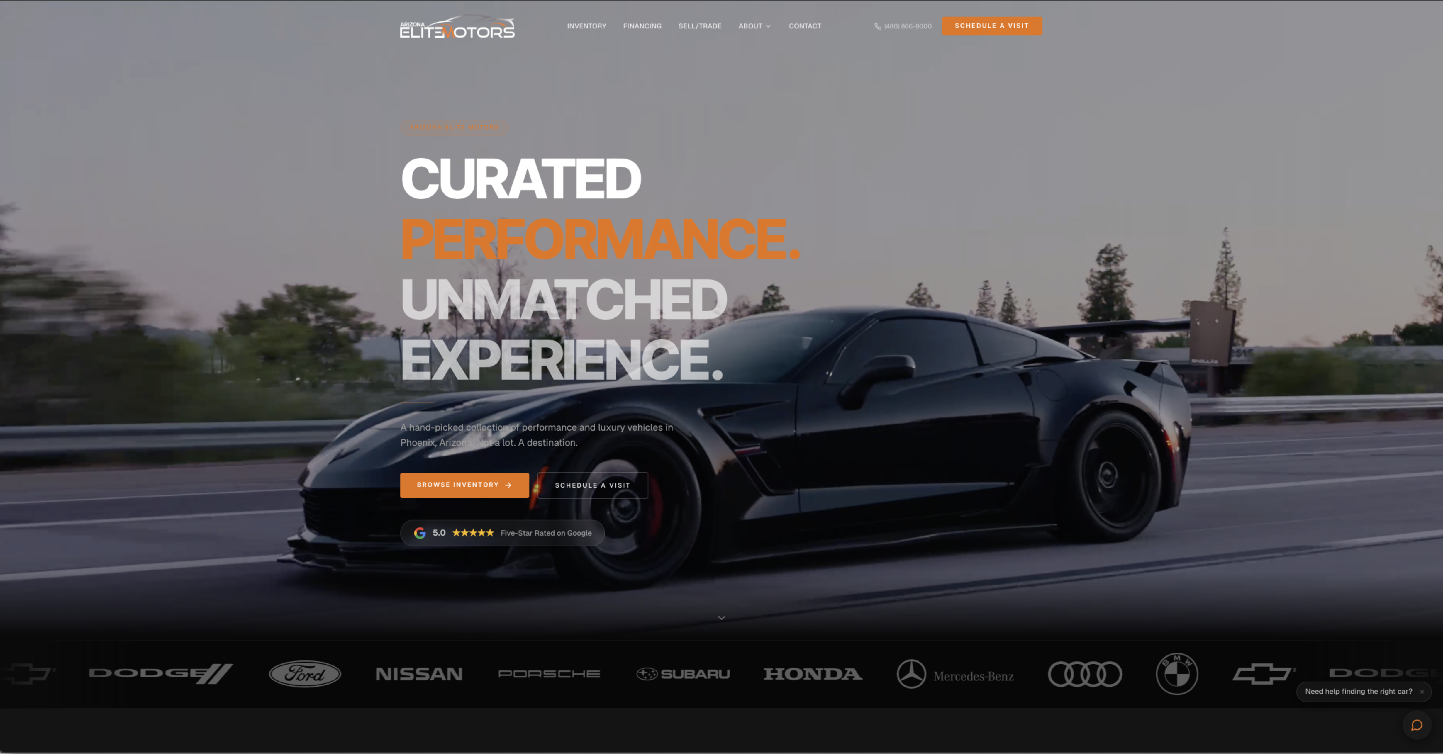 Arizona Elite Motors website screenshot
